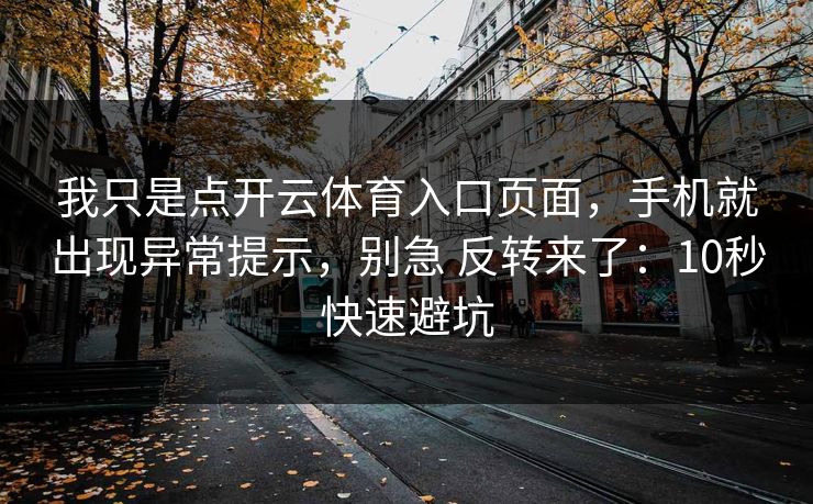 我只是点开云体育入口页面，手机就出现异常提示，别急 反转来了：10秒快速避坑