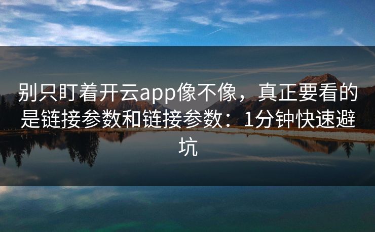 别只盯着开云app像不像，真正要看的是链接参数和链接参数：1分钟快速避坑