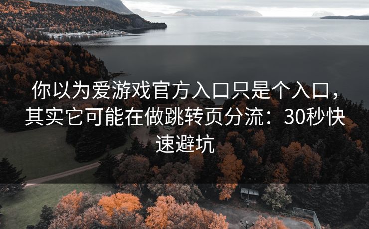 你以为爱游戏官方入口只是个入口，其实它可能在做跳转页分流：30秒快速避坑