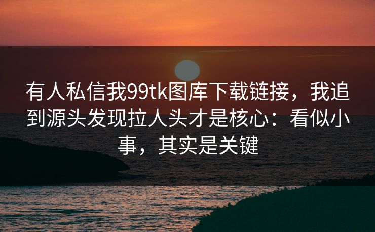 有人私信我99tk图库下载链接，我追到源头发现拉人头才是核心：看似小事，其实是关键