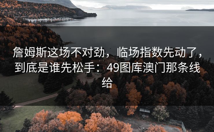 詹姆斯这场不对劲,临场指数先动了,到底是谁先松手:49图库澳门那条线给 詹姆斯这场不对劲,临场指数先动了,到底是谁先松手:49图库澳门那条线给