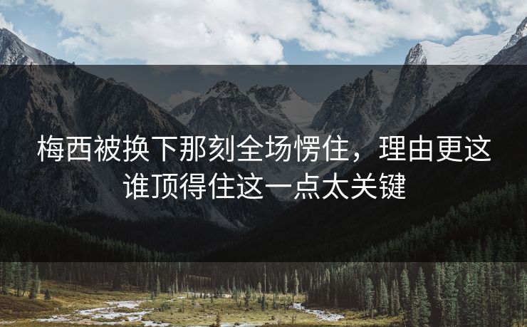 梅西被换下那刻全场愣住,理由更这谁顶得住这一点太关键 梅西被换下那刻全场愣住,理由更这谁顶得住这一点太关键